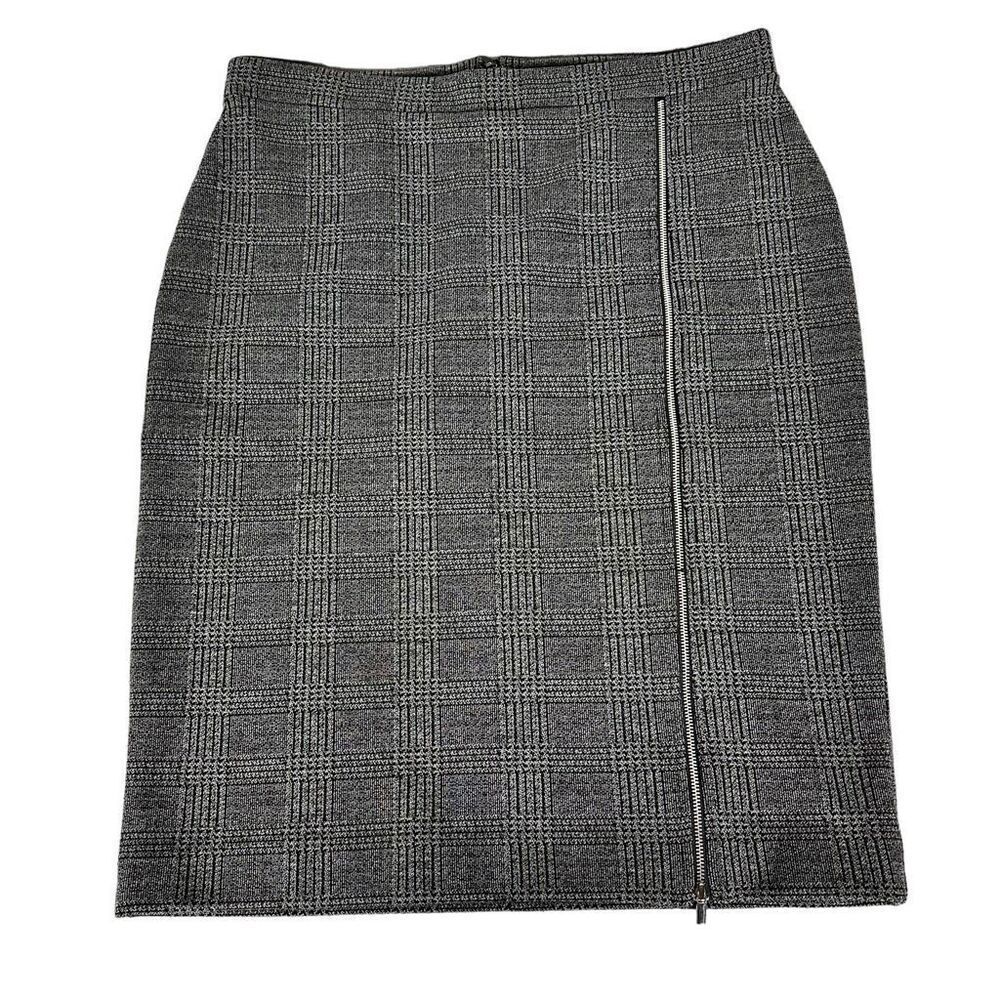Ann Taylor Gray Plaid Zipper Accent Pencil Skirt Size 12